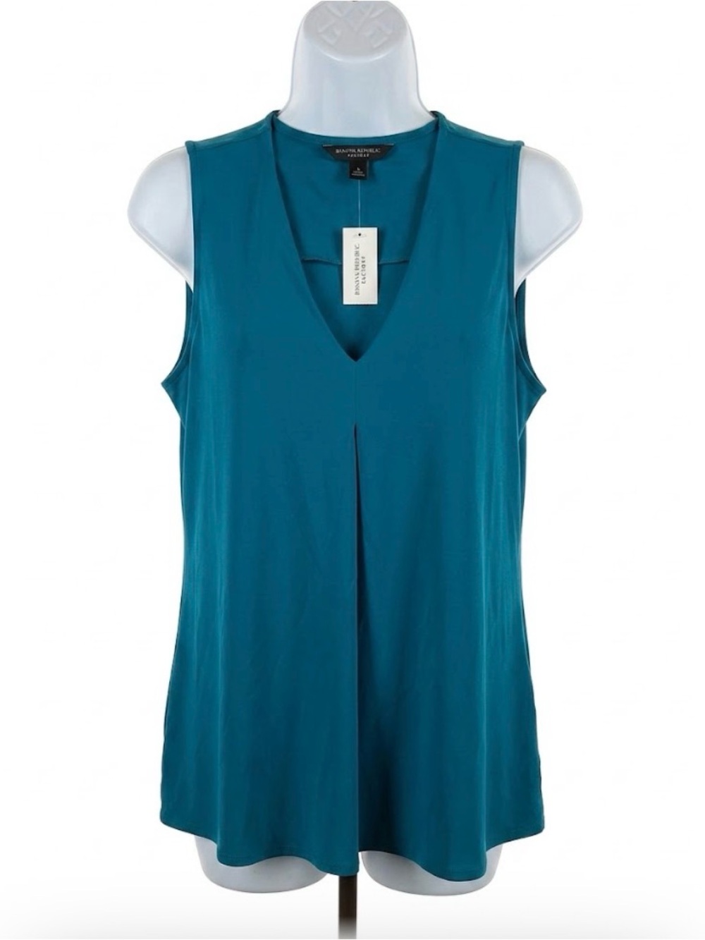 Banana Republic Teal V-Neck Sleeveless Pleat Tank